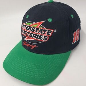 Vintage Bobby Labonte Hat Snapback Interstate Batteries Black Green NASCAR #18